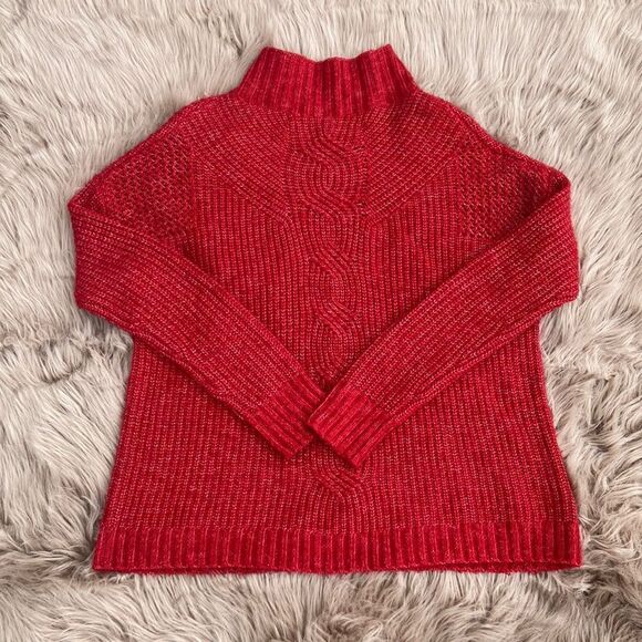 Maurices red oversized cable knit mock neck pullover - Picture 1 of 6